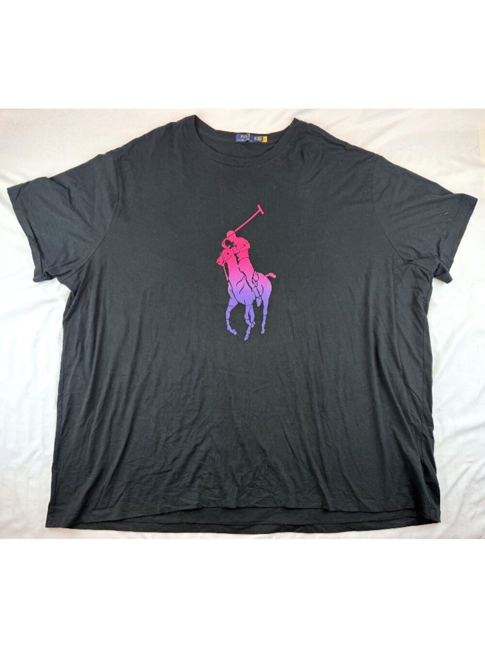 POLO RALPH LAUREN Black Ombré Big Pony T-shirt In Polo Black Size 5XB